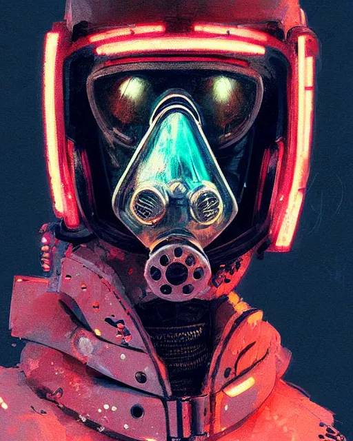 Image similar to detailed portrait neon female swat officer, cyberpunk futuristic, neon, gas mask, reflective puffy coat, decorated with traditional japanese by ismail inceoglu dragan bibin hans thoma greg rutkowski alexandros pyromallis nekro rene margitte, illustrated, perfect face, fine details, realistic shaded, fine - face, pretty face