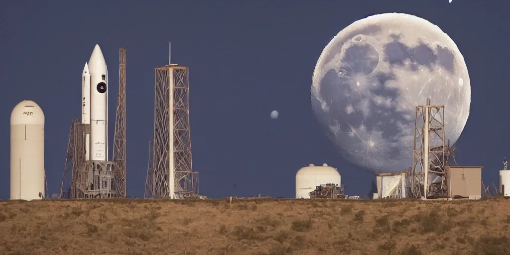 Image similar to apollo rocket with the full moon behind