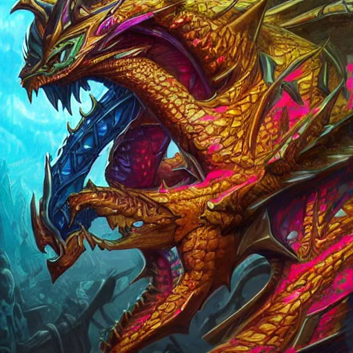 Prompt: cyber dragon colorful, fantasy, intricate, highly detailed, digital painting, hq, trending on artstation, illustration, style of stanley artgerm and greg rutkowski and dan mumford