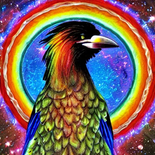 Image similar to rainbow cosmic raven