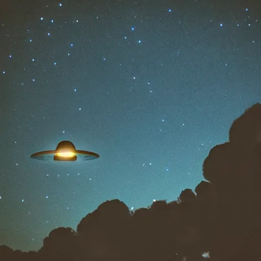 Prompt: a ufo in the sky at night