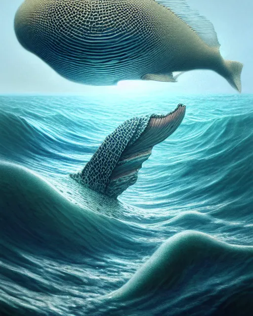Image similar to a hyper - detailed 3 d render of aquatic animals of the cresting waves, surrealism!!!!! surreal concept art, lifelike, photorealistic, digital painting, aesthetic, smooth, sharp focus, artstation hd, by greg rutkowski, klimt and nixeu and ian sprigger and wlop and krenz cushart,