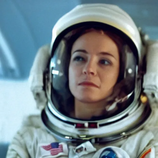 Prompt: film still of a female astronaut, # filmic # film
