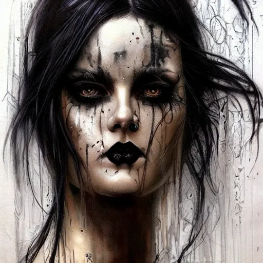 Prompt: beautiful goth girl, tension, graphic novel, charcoal art, angry, by karol bak