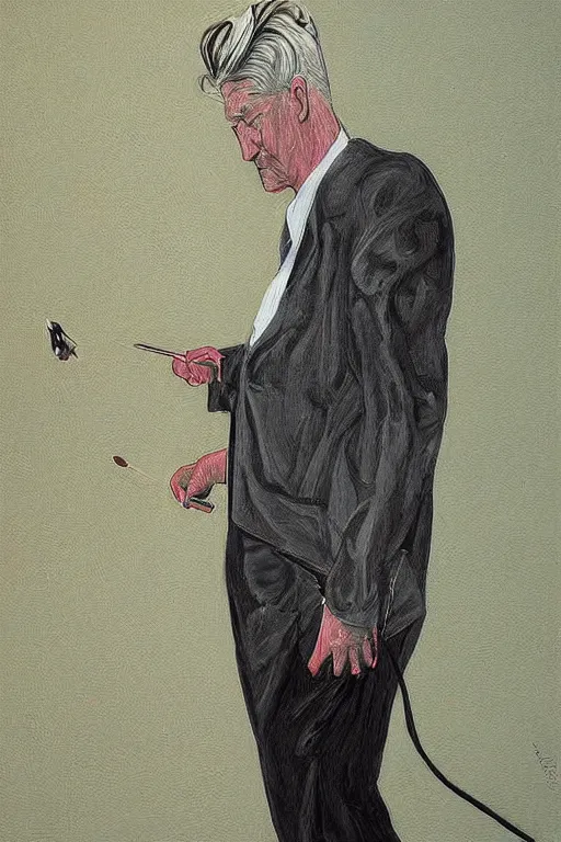 Image similar to david lynch painting by moebius