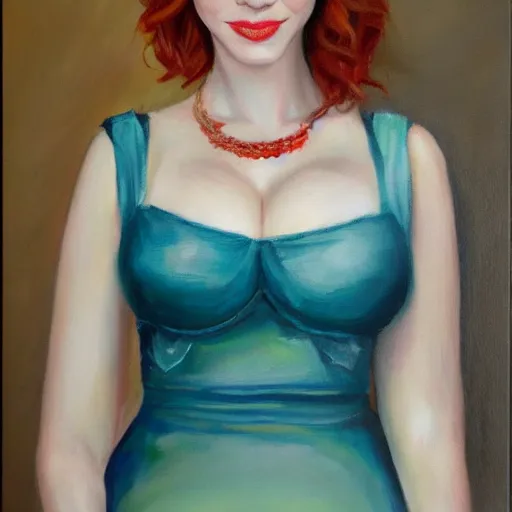 Image similar to Christina Hendricks oil painting,