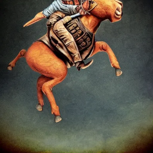 Image similar to a cowboy riding a tardigrade