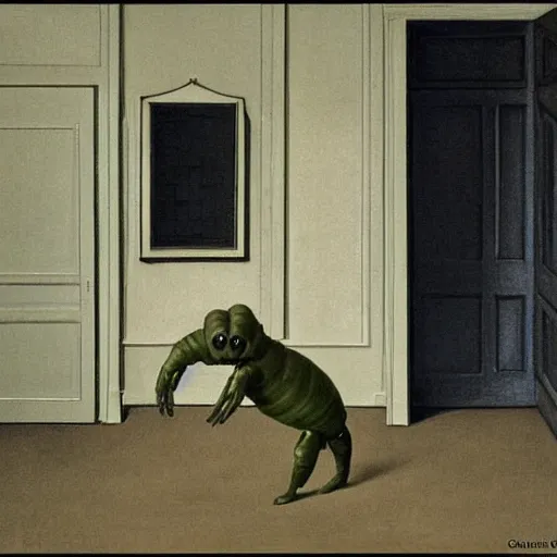 Image similar to tardigrade in style of vilhelm hammershoi