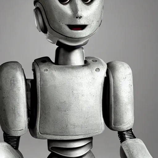 Prompt: humanoid robot concrete art, very detailed