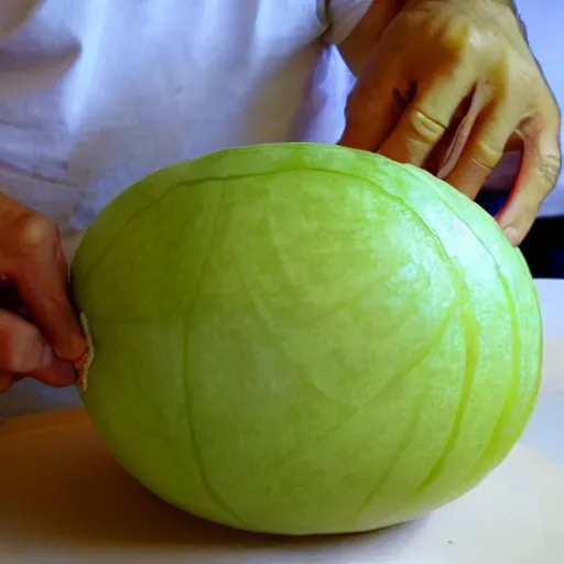 Prompt: fruit carving melon