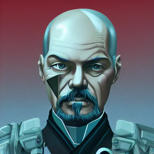 Image similar to cyberpunk vladimir lenin as the leader of a futuristic communist society, cybernetics, sharp lines, digital, artstation, colored in