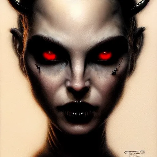 Image similar to portrait of a farie queen grim dark, dark, piercing eyes, exotic expression, esoteric clothing, photorealistic, highly detailed, mysterious lighting, artstation, smooth, sharp focus, art by michael whelan, artgerm, greg rutkowski and luis royo