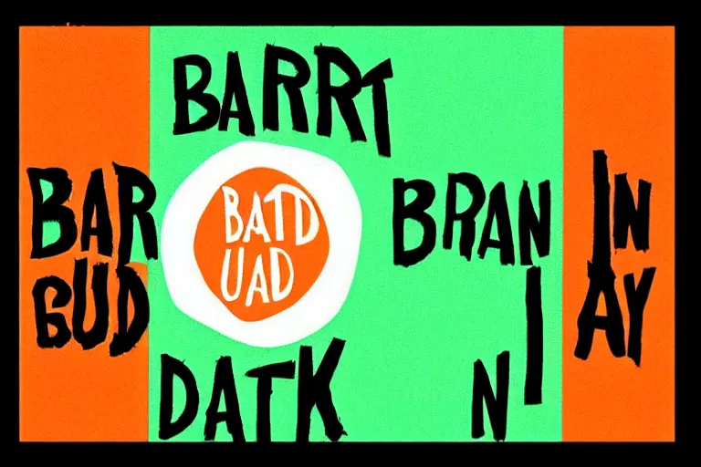 Image similar to born under a bad sign, good luck and trouble are my only friends, colors orange, white!!, dark green, dark blue