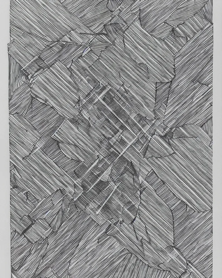 Prompt: procedural, grayscale, geometric ink on paper c 1 5