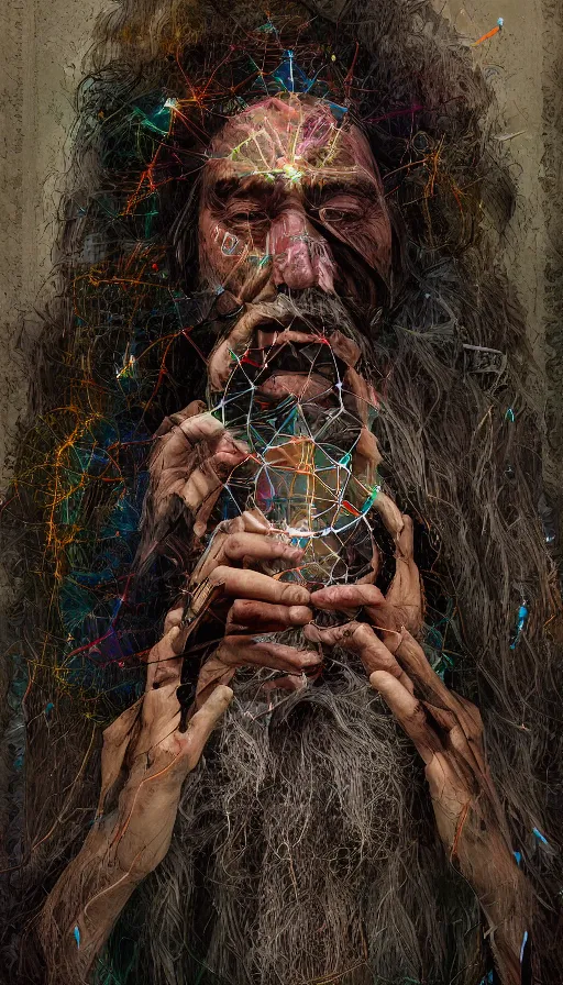 Image similar to portrait of a digital shaman, by andre francois