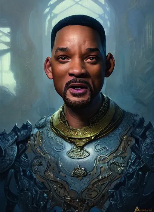 Image similar to will smith as oscar diggs, intricate, d & d, fantasy, art nouveau, digital painting, trending on artstation, sharp focus, wide shot, illustration, global illumination, ray tracing, art by artgerm and greg rutkowski and ruan jia