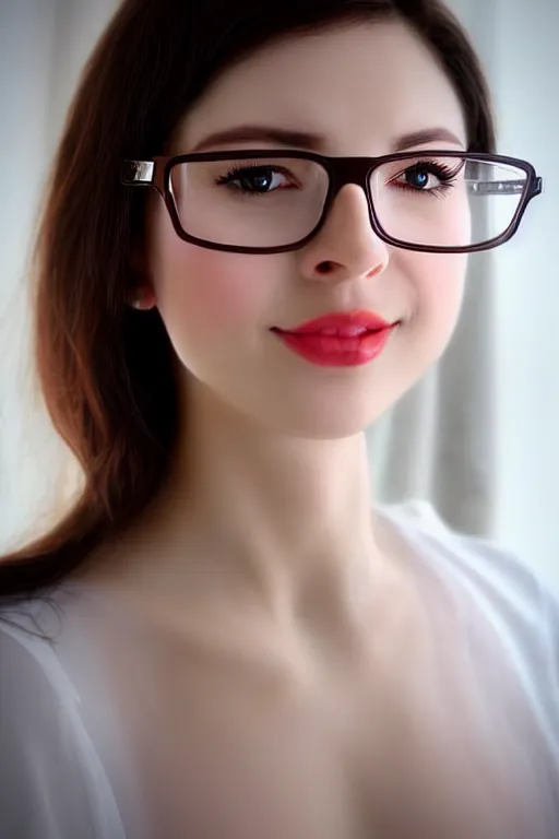 Prompt: glamorous and sexy nurse in transparent blouse, !subtle smiling!, !!beautiful!!, pearlescent skin, !glasses!, natural beauty, !seductive eyes and face!, elegant girl, !!natural beauty!!, very detailed face, seductive lady, !!full body portrait!!, natural lights, photorealism, summer vibrancy, cinematic, a portrait by artgerm, rossdraws, Norman Rockwell, magali villeneuve, Gil Elvgren, Alberto Vargas, Earl Moran, Enoch Bolles