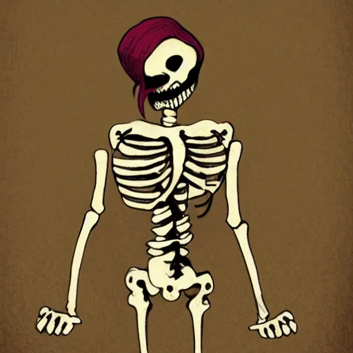 Image similar to Upset skeleton with a knife in his chest