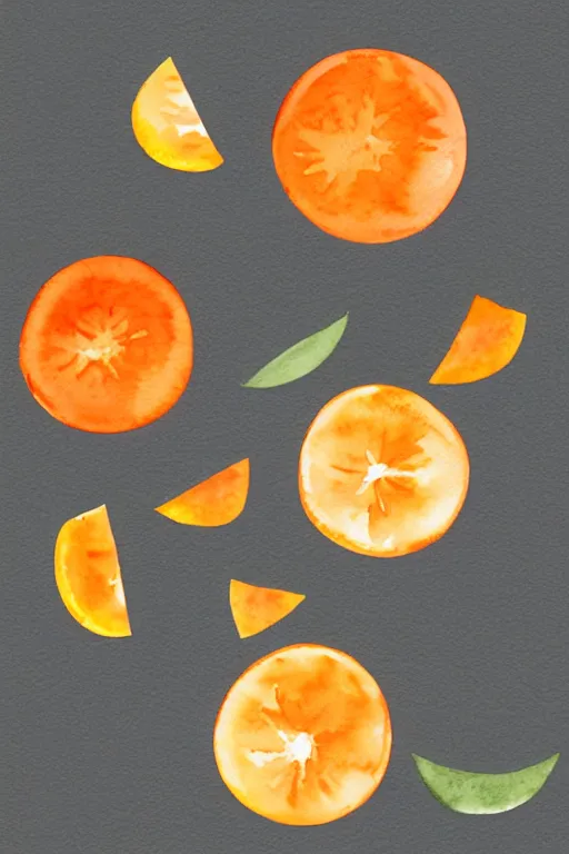 Prompt: minimalist watercolor art oranges on white background, illustration, vector art