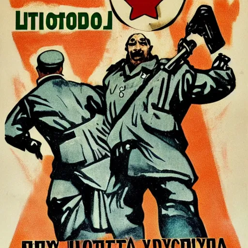 Image similar to potato as soviet union communist propaganda poster