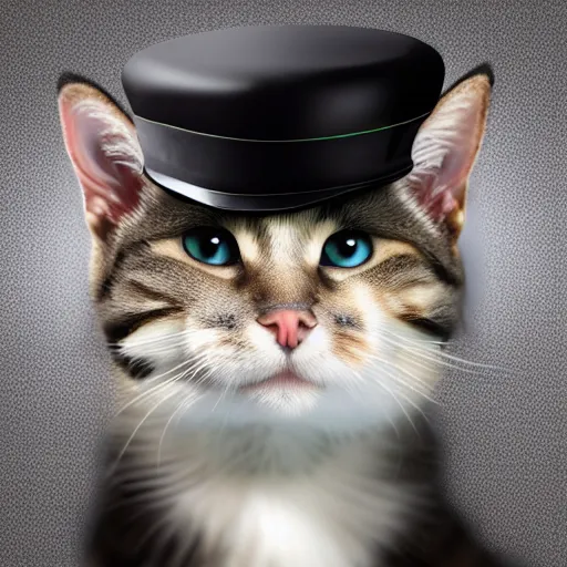 Image similar to cat wearing a tophat octane render