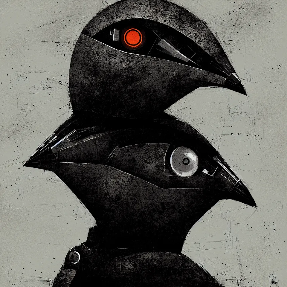 Image similar to portrait of a robotic bird by ben templesmith, portrait, cinematic, epic composition, digital painting, digital art, masterpiece