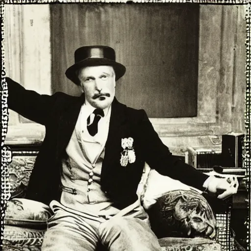 Image similar to british gentleman lord is listening gangsta rap, vintage photo