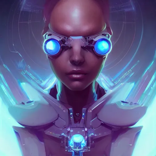 Prompt: a portrait of a beautiful cybernetic celestial, cyberpunk concept art by pete mohrbacher and wlop and artgerm and josan gonzales, digital art, highly detailed, intricate, sci-fi, sharp focus, Trending on Artstation HQ, deviantart, unreal engine 5, 4K UHD image