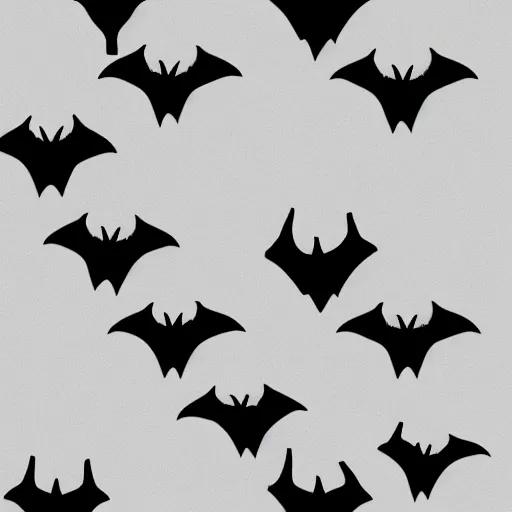 Prompt: flock of bats black on white