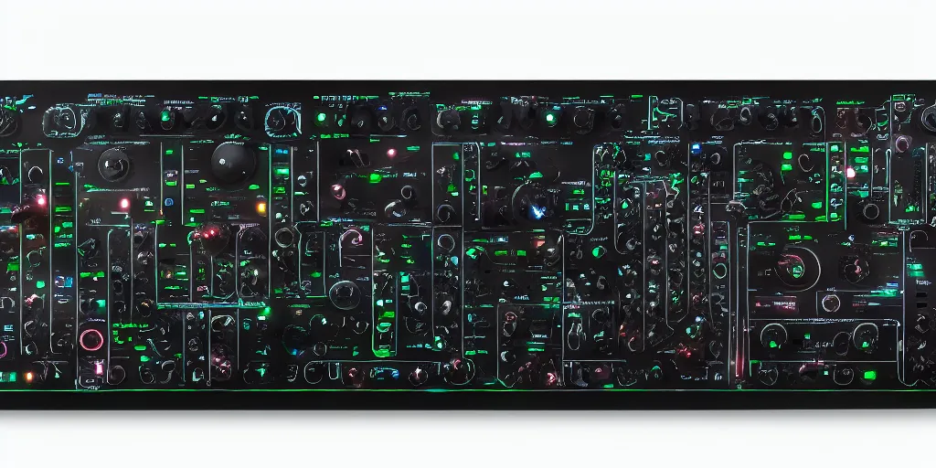 Prompt: alien modular synthesizer led tentacles studio cinematic wide