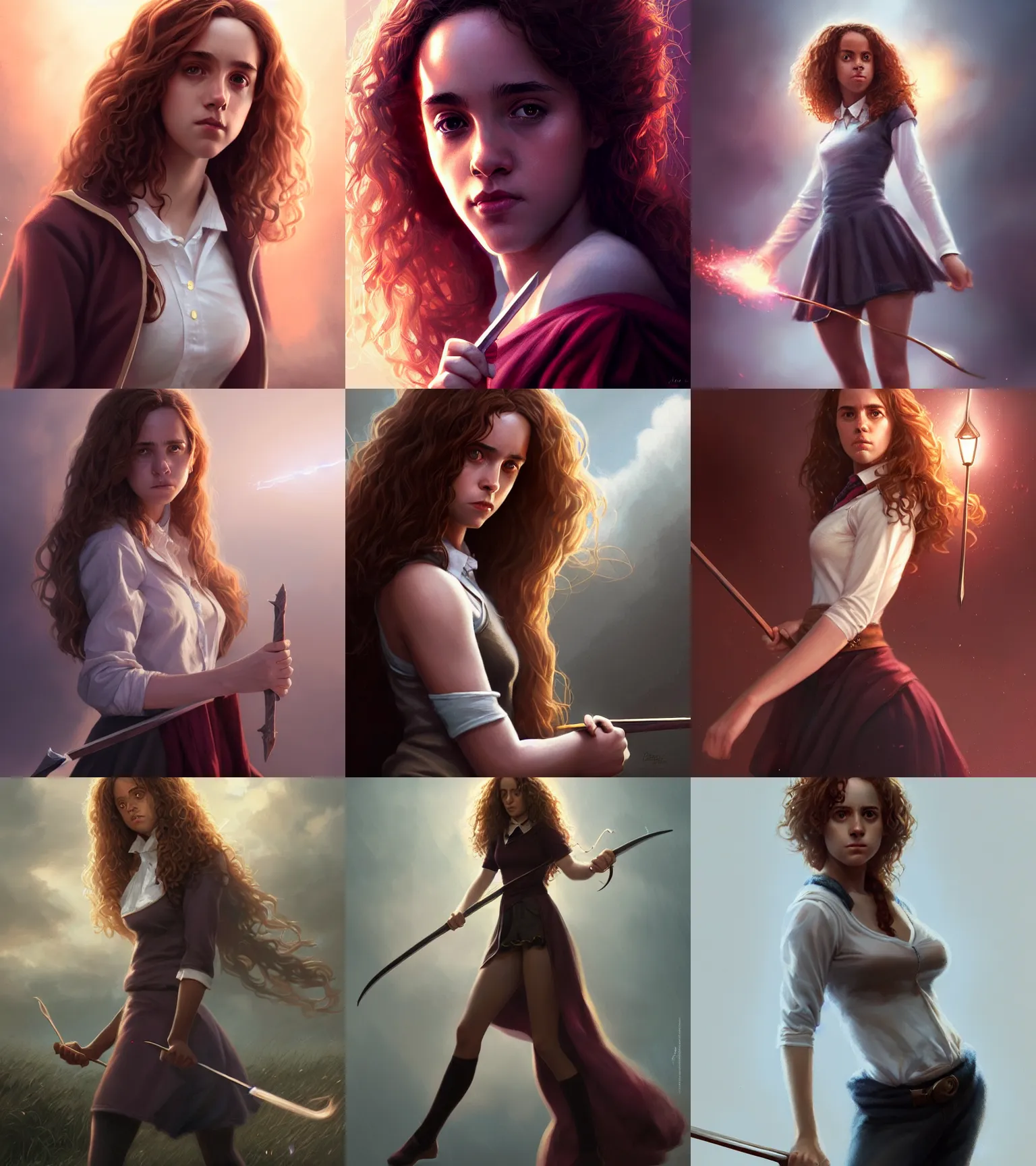 Prompt: alluring photograph of hermione granger, intricate, attractive, sensual, full body, highly detailed, sultry digital painting, artstation, concept art, naughty, sharp focus, cinematic lighting, illustration, art by artgerm and greg rutkowski