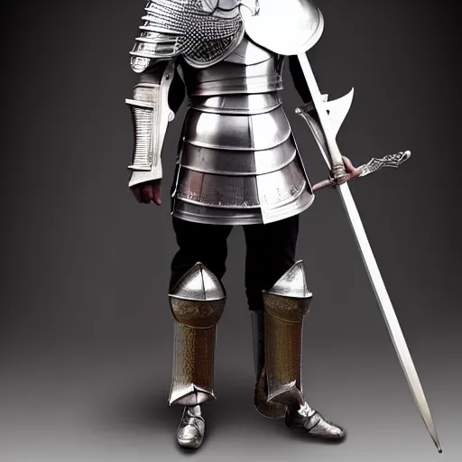 Prompt: full - body - front - shot!!!!!!!, donald trump wearing knight'armor, crown, detailed face of donald trump