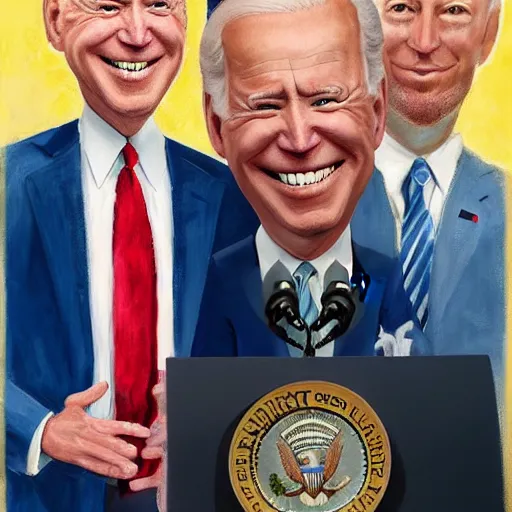Image similar to freaky presidential portrait of Joe Biden by Ed 'Big Daddy' Roth and Jon McNaughton