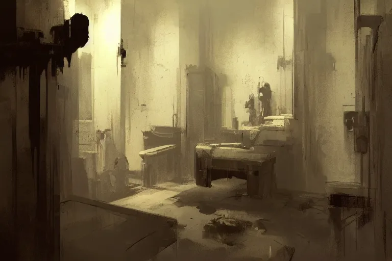 Prompt: prison cell, interior, intricate, elegant, highly detailed, john park, frazetta, sparth, ruan jia, jeffrey catherine jones