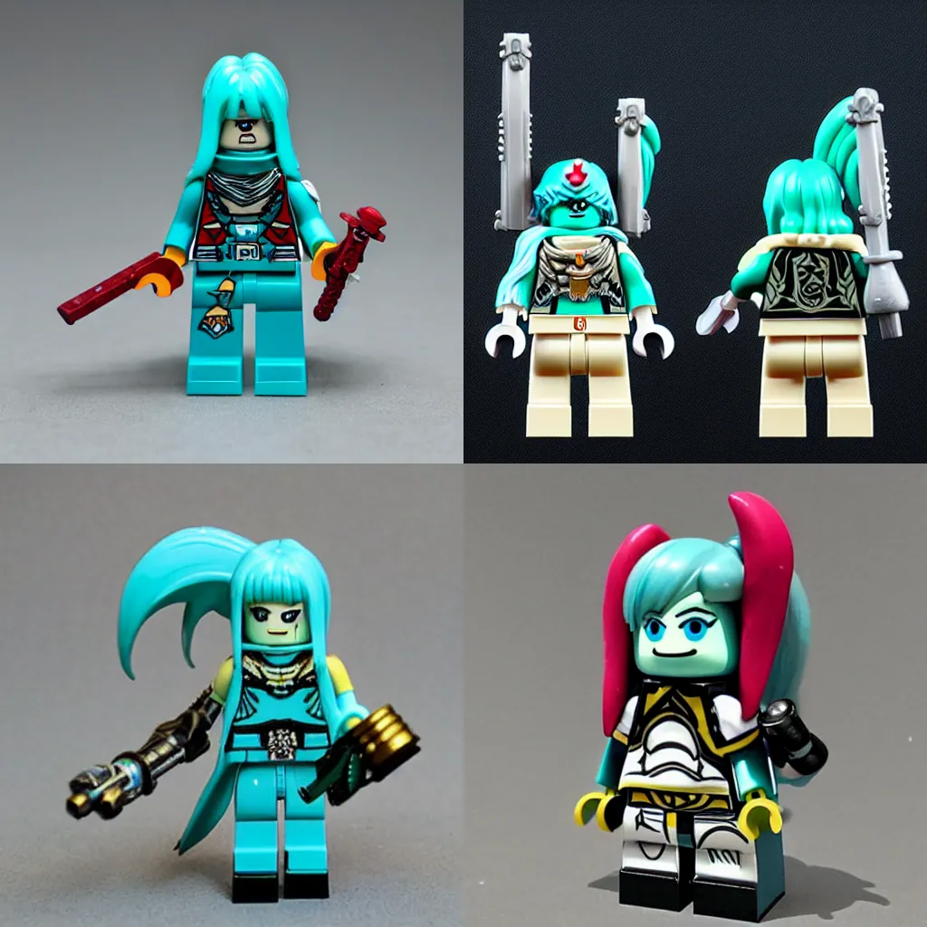 Prompt: a high quality Warhammer 40k minifigure of Hatsune Miku by Rembrandt