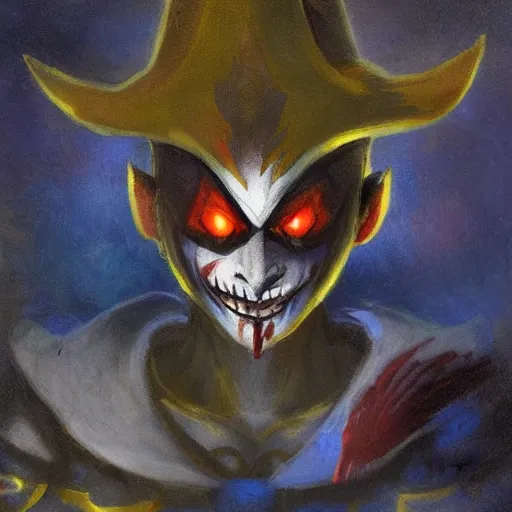 Prompt: Shaco from League of Legends, by Odilon Redon