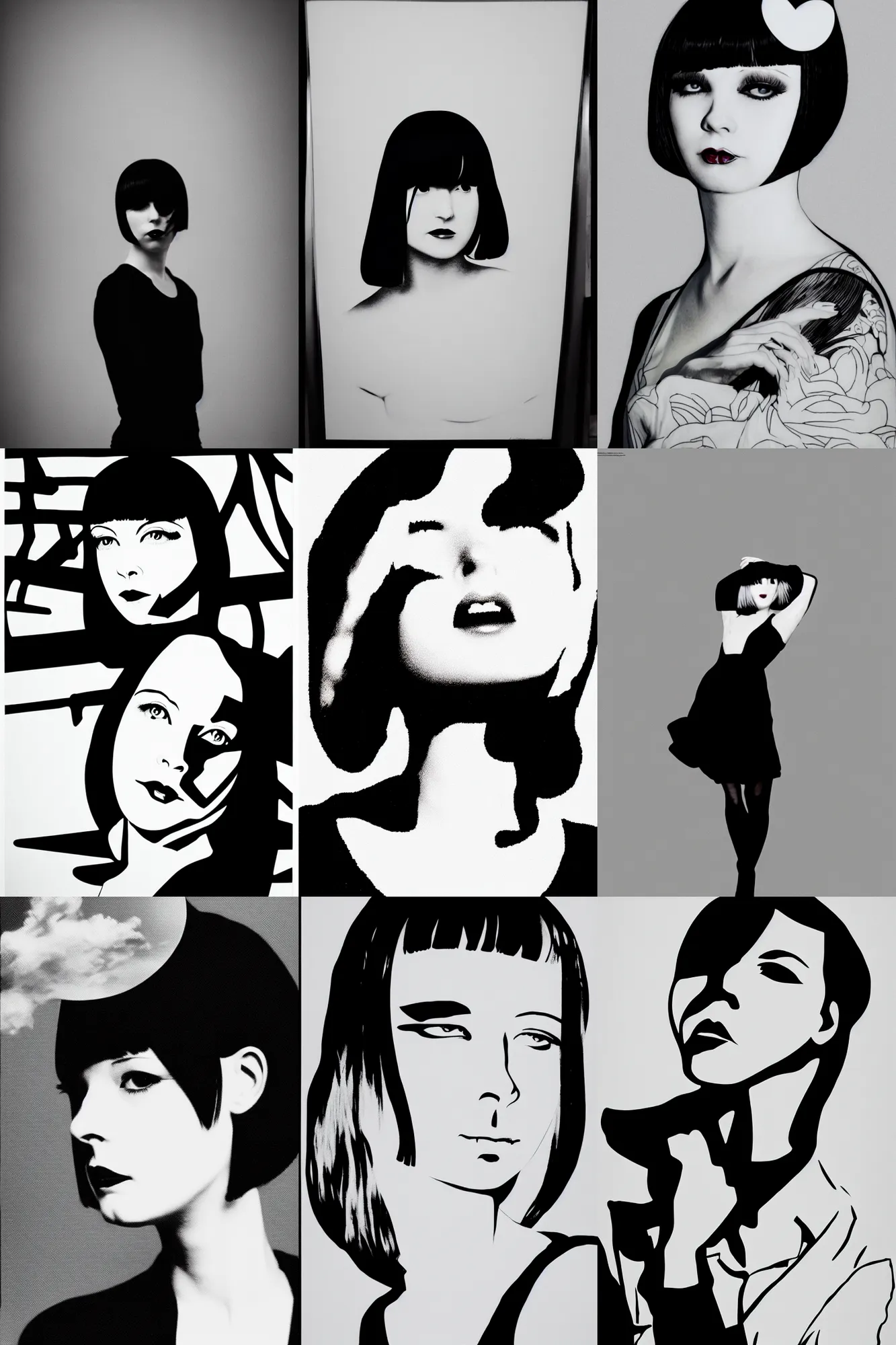 Prompt: portrait of mary louise brooks age 2 5, vapourwave, mcbess, high contrast, tokyo