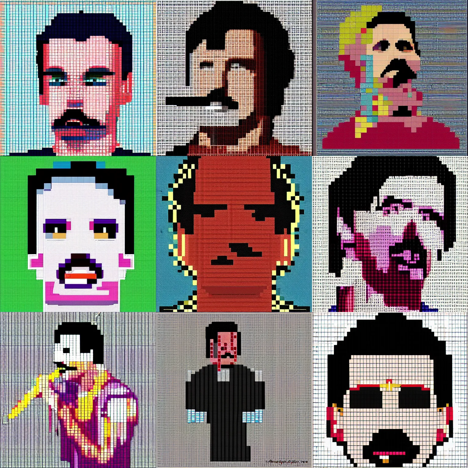 Prompt: detailed pixel art of Freddie Mercury
