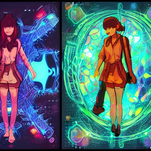 Image similar to skill magic geek inside matrix deepdream radiating a glowing aura stuff loot legends stylized digital illustration video game icon artstation lois van baarle, ilya kuvshinov, rossdraws,