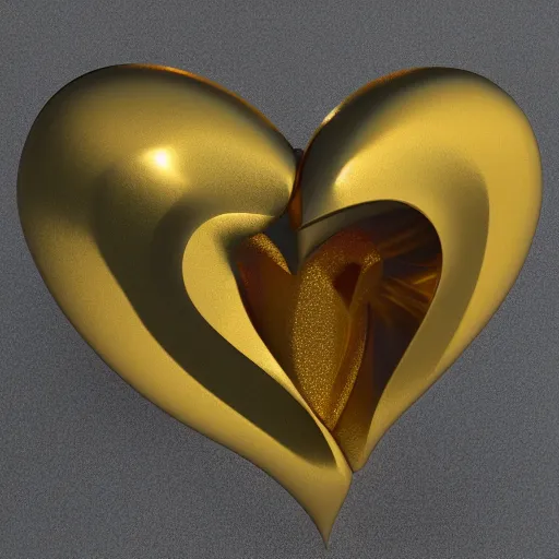 Prompt: Hearts made of gold, 3d sculpture
