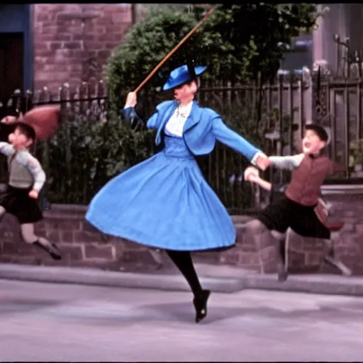 Prompt: Mary Poppins dancing, Still from Mary Poppins (1964)