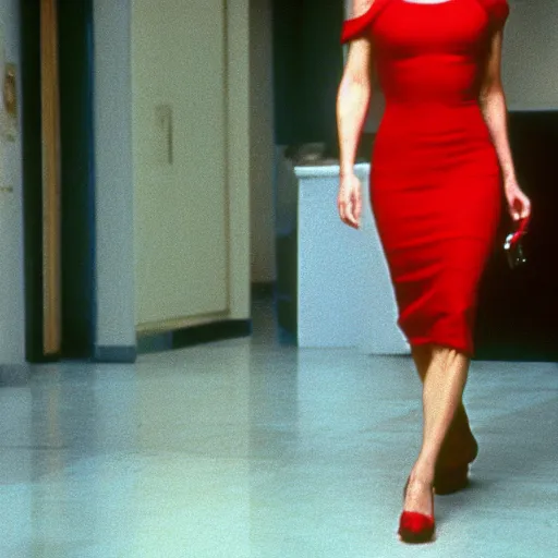 Image similar to Jennifer Connelly with a red dress in American Psycho (1999)