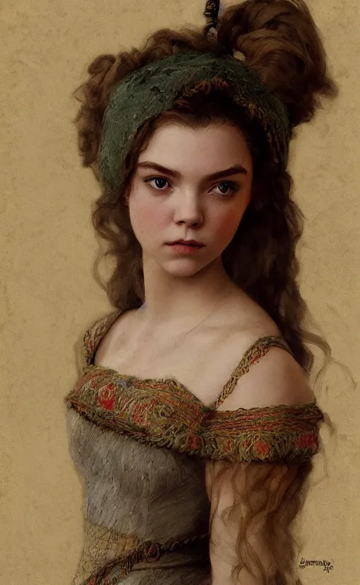 Image similar to anya taylor-joy, annasophia robb, traditional corsican, intricate, highly detailed, artstation, illustration, jurgens, rutkowski, bouguereau