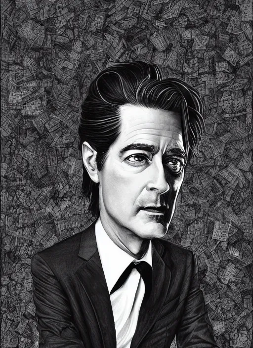 Prompt: portrait of kyle maclachlan as dale cooper by vania zouravliov