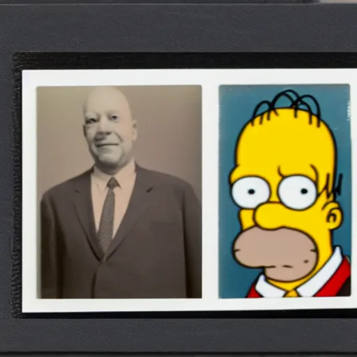 Image similar to a still polaroid photo of the real homer simpson