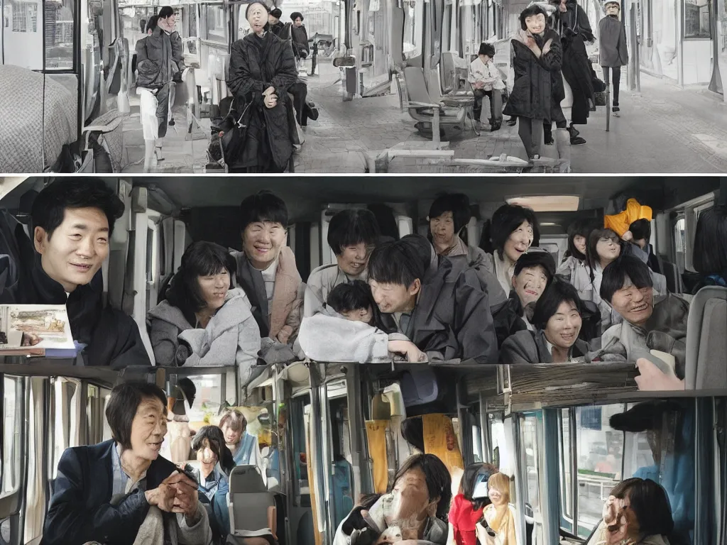 Prompt: Seoul Fiction follows an old couple on a bus-ride to visit their children in the city. They move from countryside (Gonju area and the ‘future’ capital city Sejong) to the big city (present capital Seoul), passing endless bed-cities and suburban apartment complexes.