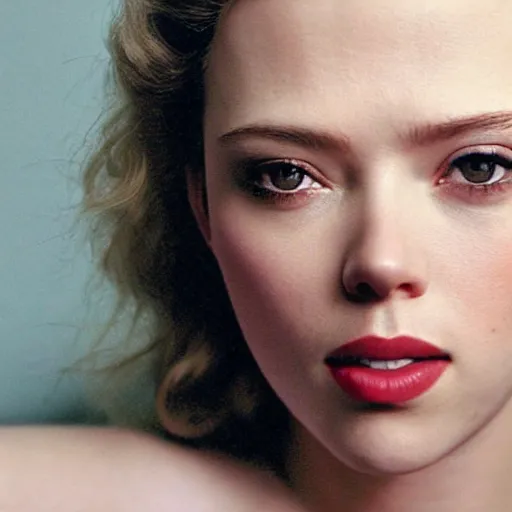 Image similar to close - up portrait of seductive scarlett johannson by chris ware