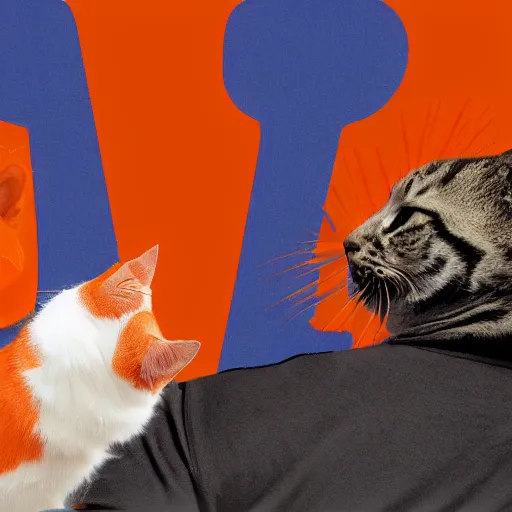 Image similar to a picture of an orange man petting a cat, digital art, 8 k.