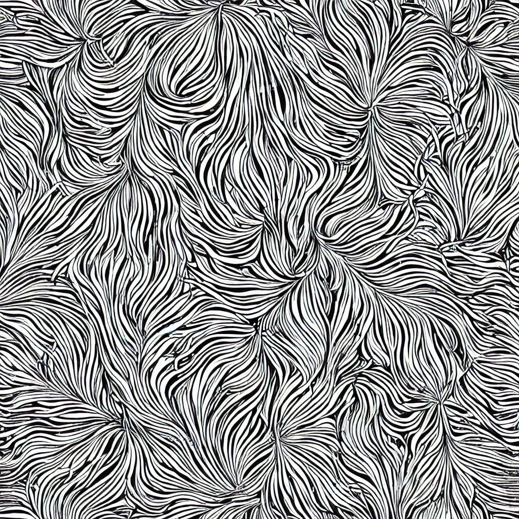 Image similar to seamless pattern of psychedelic roots. black and white, drawing, white background, seamless, ornament.