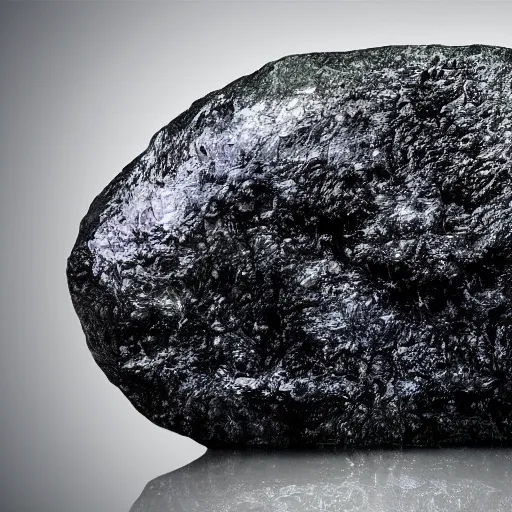 Prompt: humongous obsidian boulder, highly detailed photo